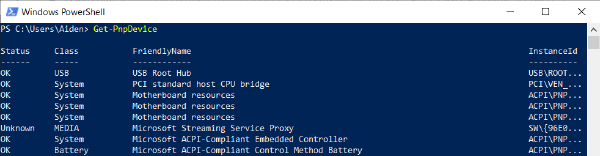 How to enable/disable hardware devices using Windows Powershell