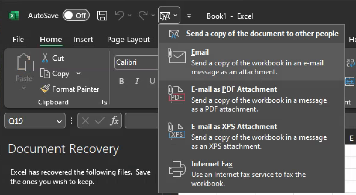 Microsoft Office - Send a file as an Attachment